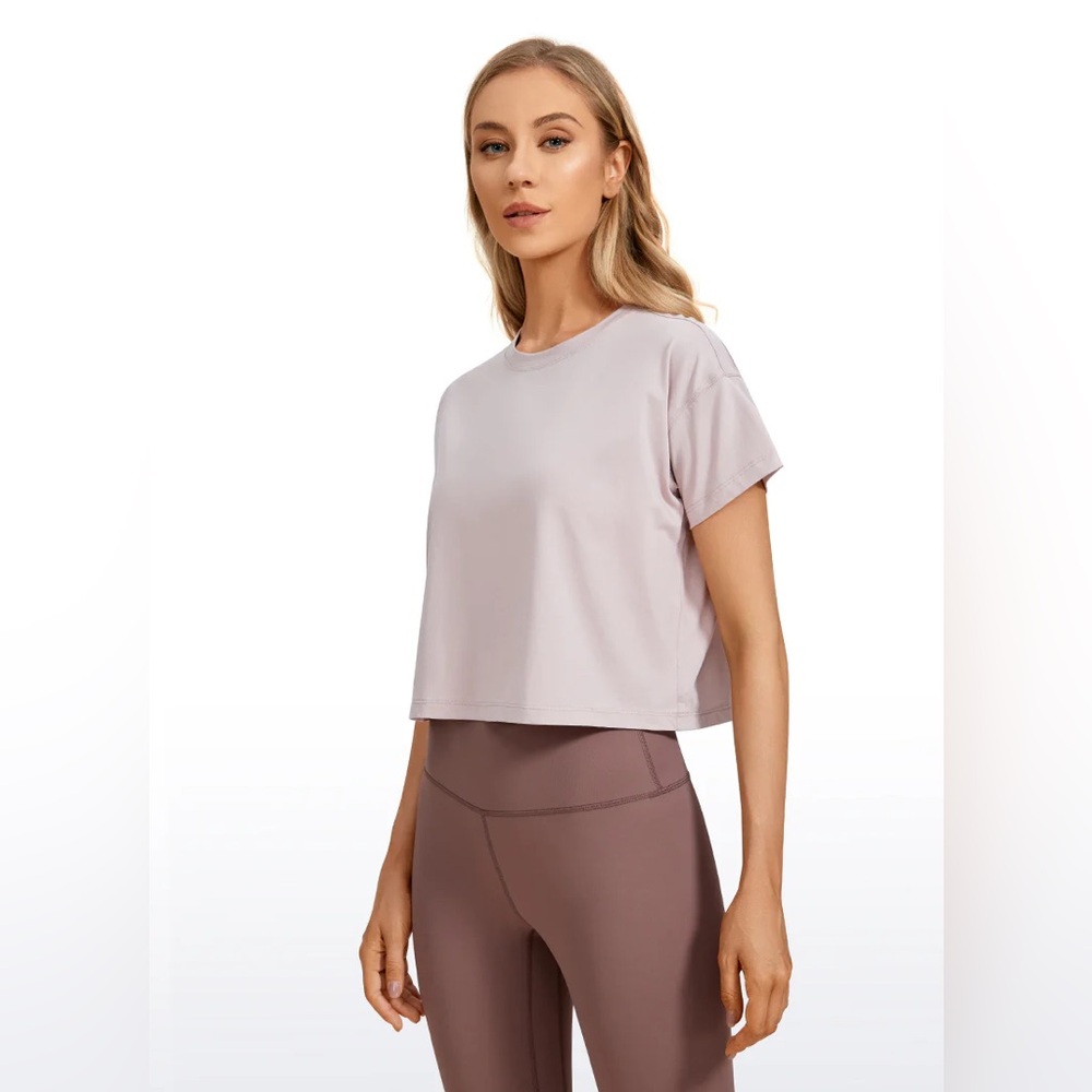 Pima Cotton Short Sleeves Cropped Crew Neck